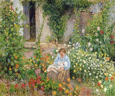 Mère et enfant dans les fleurs, 1879 - Camille Jacob Pissarro